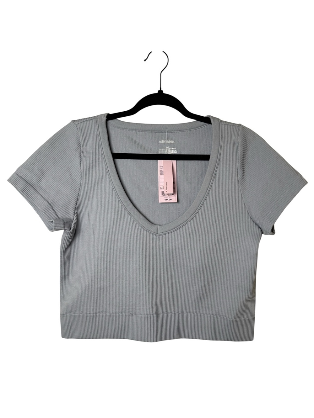 NWT wild fable XXL Ribbed V-Neck Crop Top - Light Gray